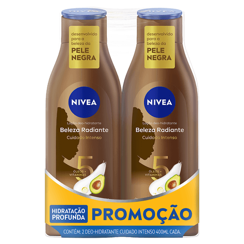 kit Nivea Loção Corporal Deo-Hidratante Beleza Radiante Frasco 2 Unidades 400ml Cada