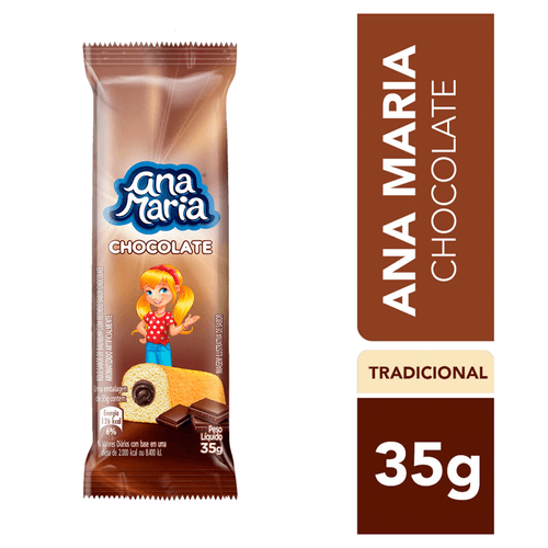 Bolinho Ana Maria de Baunilha com Recheio Chocolate com 35g