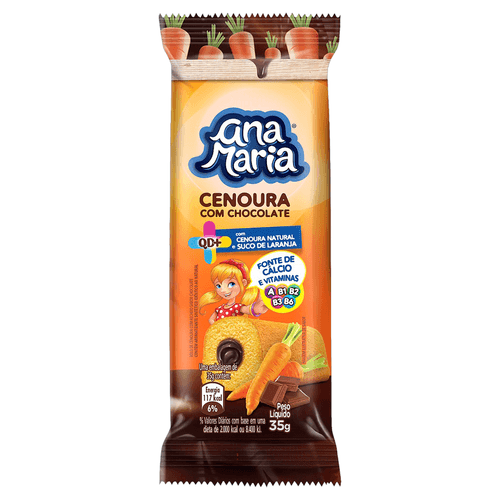 Bolinho Cenoura Recheio Chocolate Ana Maria QD+ Pacote 35g