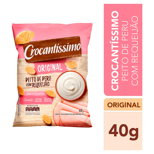 Snack de Trigo Assado Crocantissimo Original Peito de Peru com Requeijao Pacote com 40g