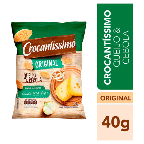 Snack de Trigo Assado Crocantissimo Original Queijo & Cebola Pacote com 40g