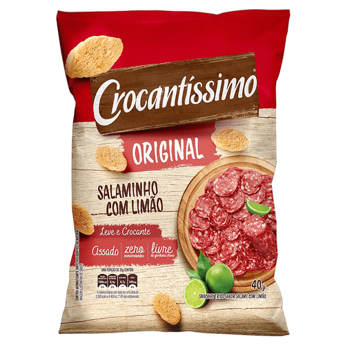 Snack de Trigo Assado Crocantissimo Original Salaminho com Limao Pacote com 40g
