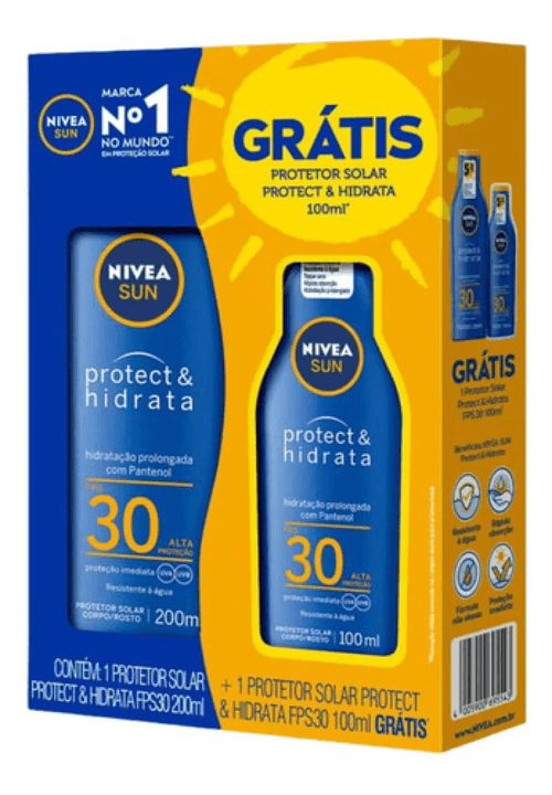 Kit Protetor Solar Nivea Sun Protect & Hidrata FPS 30 200ml Grátis 1 Protetor FPS 30 100ml