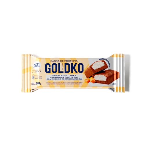 Barra de Proteína Chocolate ao Leite e Caramelo e Flor de sal com Marshmallow Goldko 50g