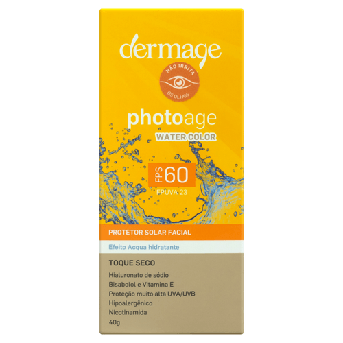 Protetor Solar Facial Toque Seco FPS 60 FP UVA 23 Dermage Photoage Water Color 40g
