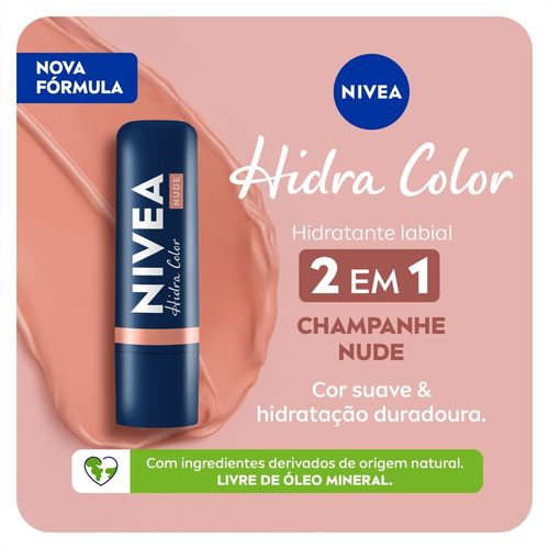 Nivea Hidratante Labial Hidra Color 2 em 1 Nude 4,8g