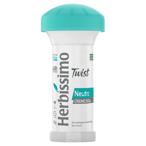 Desodorante Creme Antiperspirante Neutro Herbíssimo Twist 45g