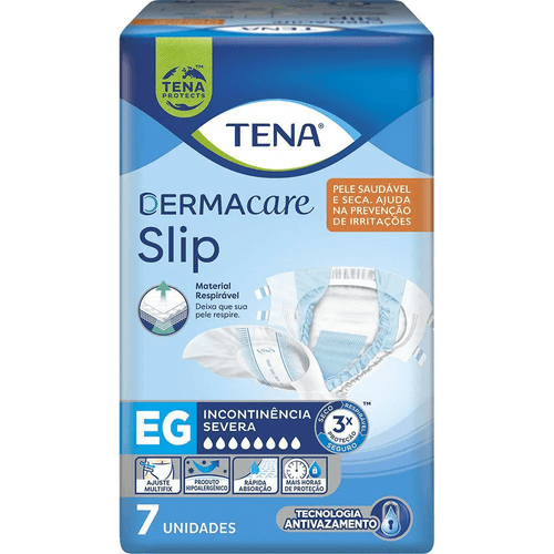 Fralda Geriátrica Tena Dermacare Slip EG com 7 Unidades