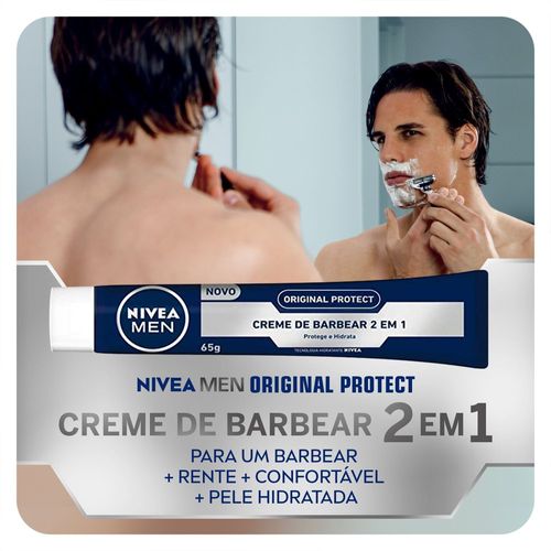 Creme de Barbear 2 Em 1 Nivea Original Protect 65g