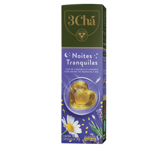Estojo Três Corações Noites Tranquilas Chá de Camomila e Lavanda com 10 Cápsulas 3g