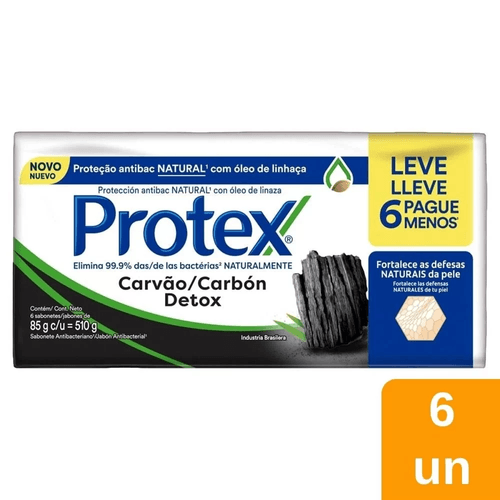 Kit Sabonete Barra Protex Carvão Detox 85g Leve 6 Pague Menos