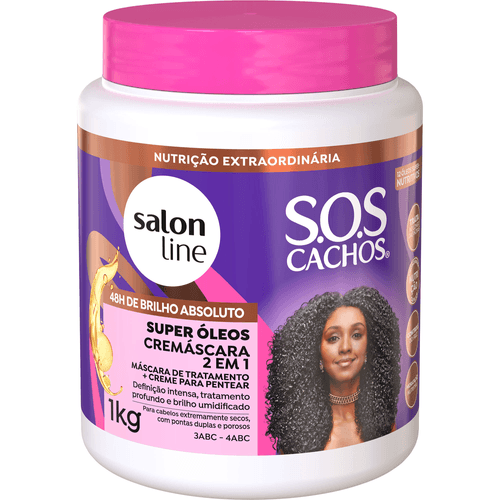 Cremáscara 2 em 1 Salon Line SOS Cachos Super Óleos Nutritivo 1kg