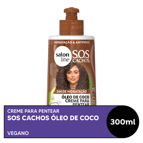 Creme para Pentear Salon Line SOS Cachos Óleo de Coco Hidratação Absoluta 300ml