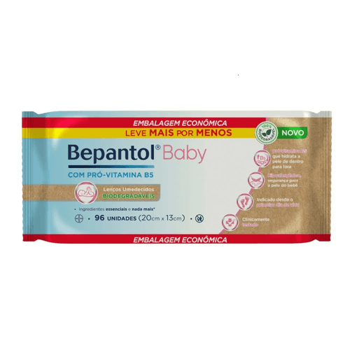 Lenços Umedecidos Bepantol Baby Biodegradáveis com 96 Unidades