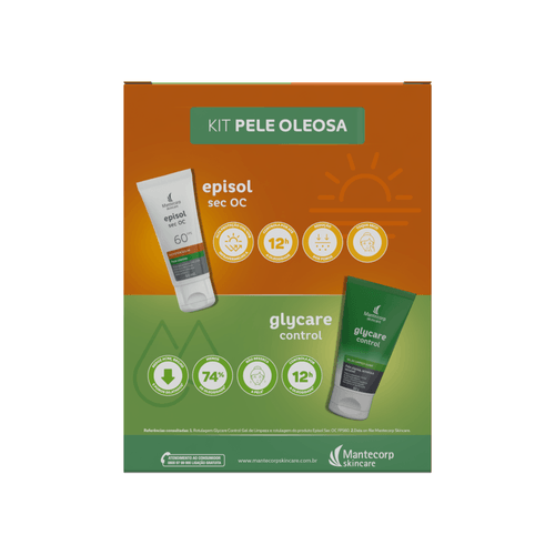 Kit Protetor Solar Episol Sec OC FPS60 60g Grátis Gel de Limpeza Glycare Control 60g