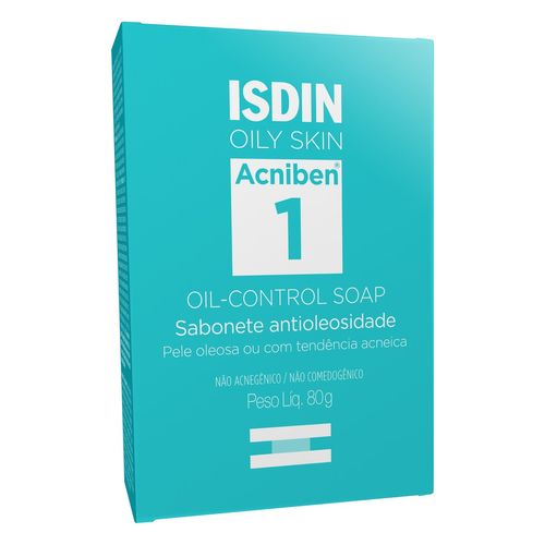Sabonete Facial Antioleosidade em Barra Isdin Oily Skin Acniben 1 Oil Control 80g