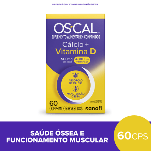 OS-CAL D 500mg + 400ui com 60 Comprimidos Sanofi