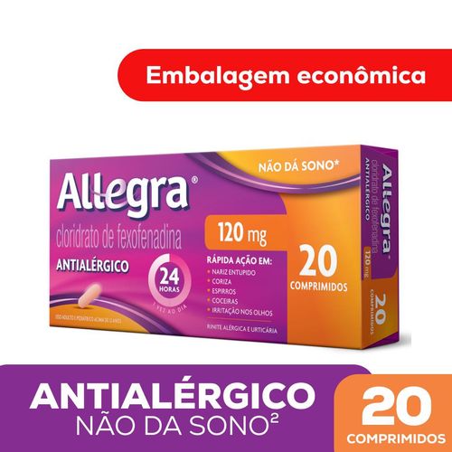 Antialérgico Allegra 120mg com 20 Comprimidos Sanofi