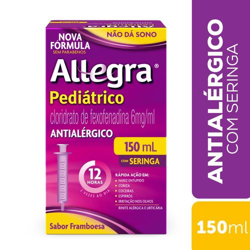 Antialérgico Allegra Pediátrico 6mg/ml com Seringa 150ml Sanofi
