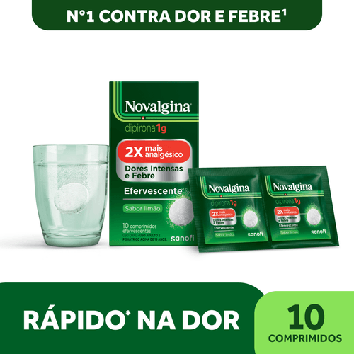 Analgésico e Antitérmico Novalgina 1g com 10 Comprimidos Efervescentes Sanofi
