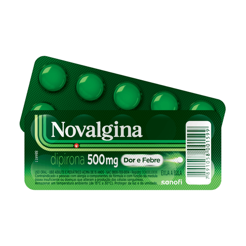 Analgésico e Antitérmico Novalgina 500mg com 10 Comprimidos Sanofi