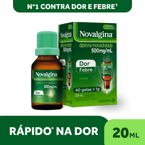Analgésico e Antitérmico Novalgina 500mg Gotas 20ml Sanofi