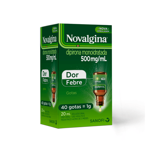 Analgésico e Antitérmico Novalgina 500mg Gotas 20ml Sanofi