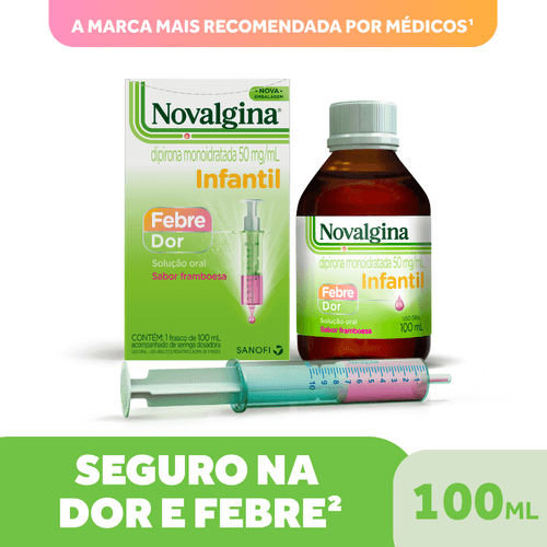 Analgésico e Antitérmico Novalgina Infantil Solução Oral 100ml com Seringa Sanofi