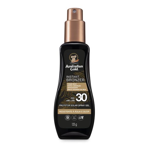 Protetor Solar Spray Gel Australian Gold Instant Bronzer FPS 30 125g