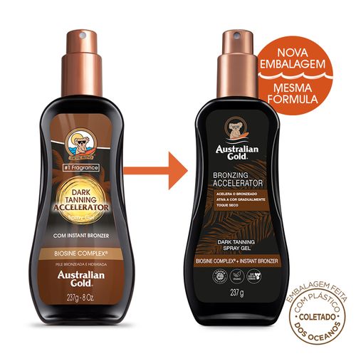 Spray Gel Bronzeador Australian Gold Dark Tanning com Instant Bronzer 237ml