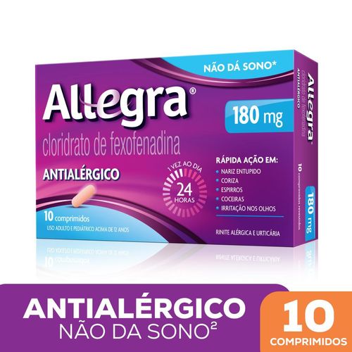 Antialérgico Allegra 180mg com 10 Comprimidos Sanofi