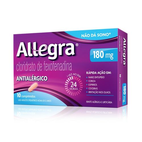 Antialérgico Allegra 180mg com 10 Comprimidos Sanofi
