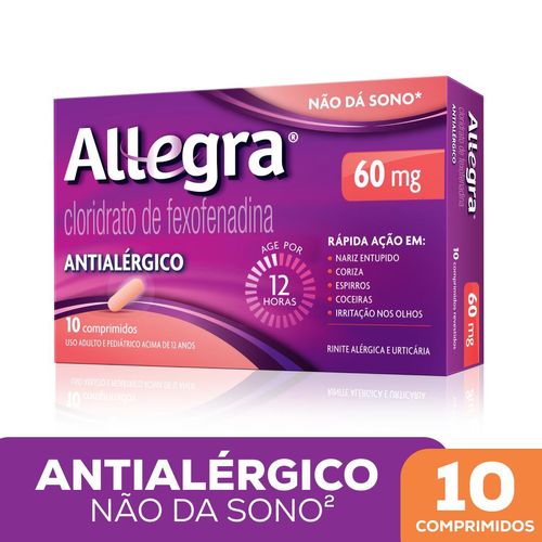 Antialérgico Allegra 60mg com 10 Comprimidos Sanofi
