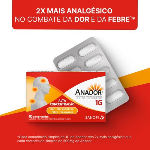 Analgésico e Antitérmico Anador 1g com 10 Comprimidos Sanofi