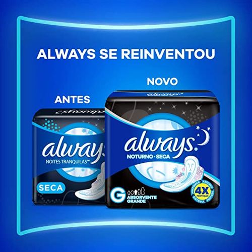 Absorvente Always Noites Tranquilas Seca G com 16 Unidades Leve Mais Por Menos