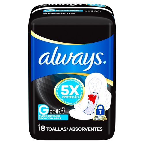 Absorvente Always Noites Tranquilas Seca com Abas G com 8 Unidades