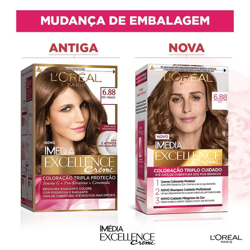 Tintura Creme Imédia Excellence 6.88 Mel kit