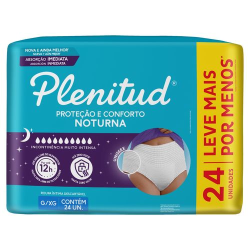 Roupa Intima Plenitud Proteção e Conforto Noturna G/XG com 24 Unidades