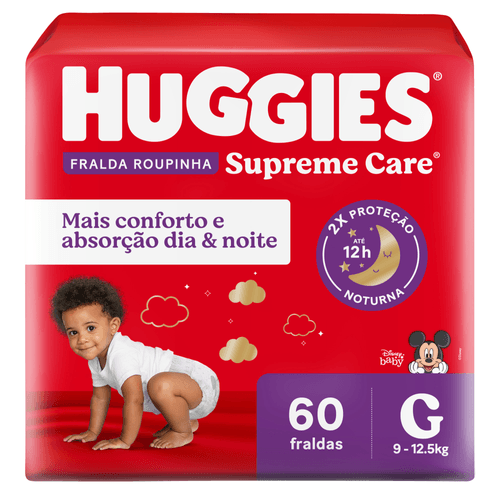 Fralda Huggies Disney Supreme Care Roupinha Hiper G com 60 Unidades Leve Mais por Menos