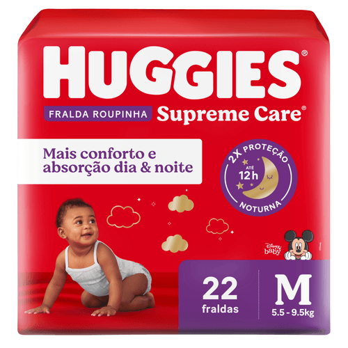 Fralda Huggies Disney Supreme Care Roupinha Jumbo M com 22 Unidades