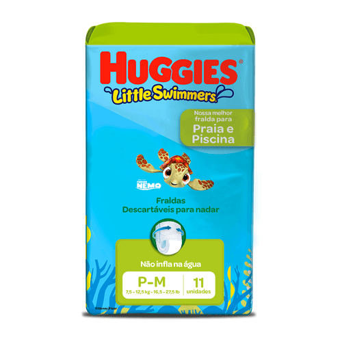 Fralda para Água Huggies Disney Little Swimmers Mar e Piscina P/M com 11 Unidades
