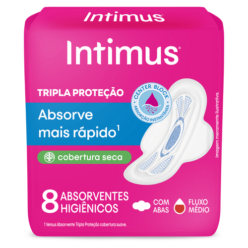 Absorvente Intimus Tripla Proteção Seca Com Abas Com 8 Unidades