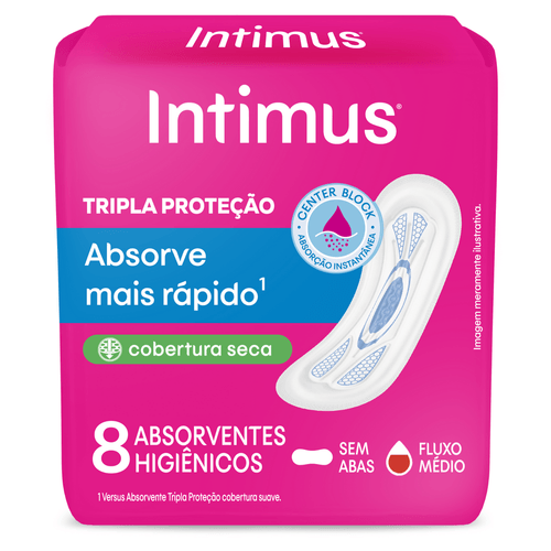 Absorvente Intimus Tripla Proteção Seca Sem Abas Com 8 Unidades