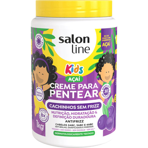 Creme para Pentear Salon Line Kids Açaí Cachinhos sem Frizz 1kg