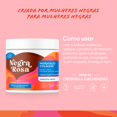 Mascara Capilar Hidratação Colágeno Negra Rosa 500G