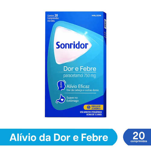 Sonridor Dor e Febre Paracetamol 750mg com 20 Comprimidos