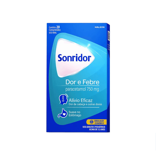 Sonridor Dor e Febre Paracetamol 750mg com 20 Comprimidos