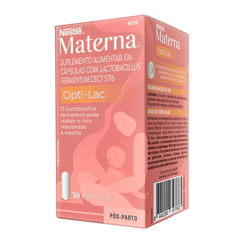 Suplemento Alimentar com Lactobacillus Materna Opti-Lac com 30 Cápsulas