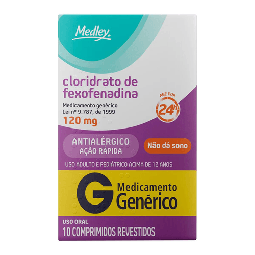 Cloridrato de Fexofenadina 120mg com 10 Comprimidos Medley