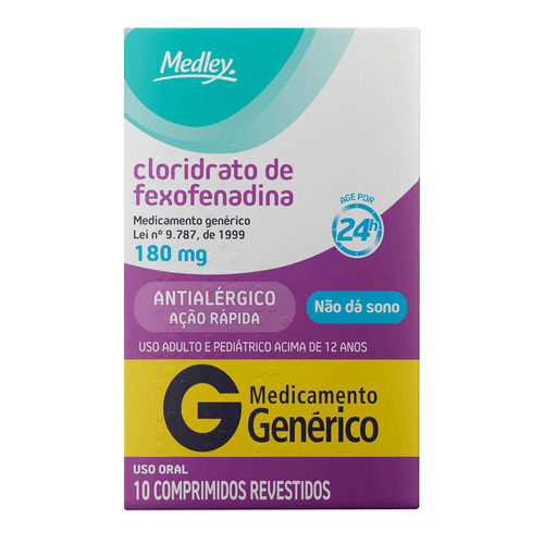 Cloridrato de Fexofenadina 180mg com 10 Comprimdios Medley